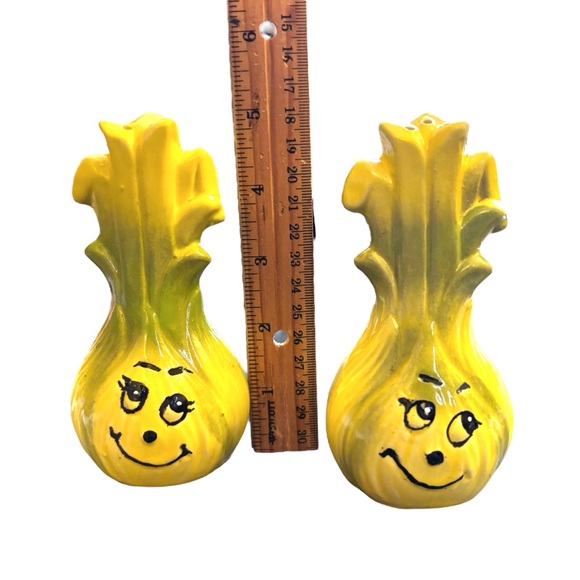 Vintage Kitschy Anthropormorphic Salt & Pepper Shakers Leek Celery Japan MCM 5” - Picture 9 of 12